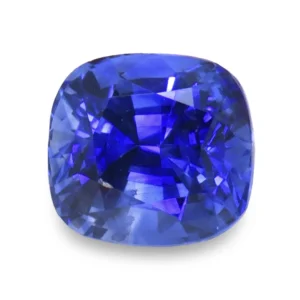 1.79 carat cushion cut blue sapphire from Sri Lanka with vivid royal blue color