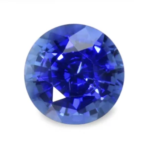 1.21 carat round blue sapphire from Sri Lanka with vivid royal blue color