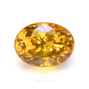 .20 carat vivid yellow oval Ceylon sapphire with mixed brilliant cut from Sri Lanka