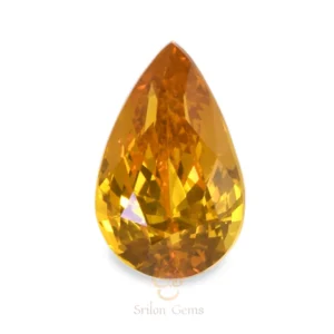 Natural 2.63 carat Ceylon yellowish orange sapphire pear shape from Sri Lanka