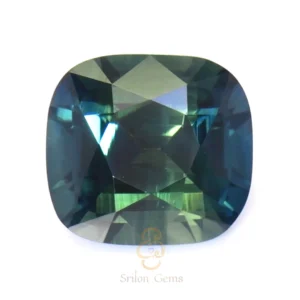 0.81 carat intense teal sapphire cushion cut natural Madagascar gemstone by Srilon Gems