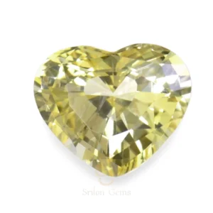 2.58 carat heart shape yellow sapphire from Sri Lanka with medium yellow color and VVS clarity