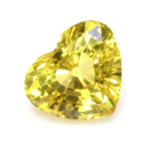 2.89 carat heart shaped intense yellow sapphire from Sri Lanka no enhancement