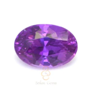0.71 carat oval pinkish purple sapphire from Sri Lanka vivid color eye clean gemstone