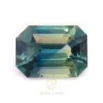 Natural teal sapphire emerald cut 1.03 ct untreated Madagascar bluish green gemstone