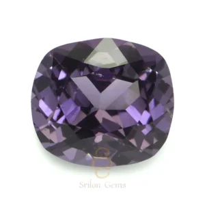 1.33 carat natural purple spinel cushion cut from Sri Lanka with intense color and eye clean clarity