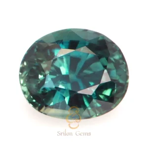1.25 carat natural teal sapphire oval cut from Madagascar with intense bluish green color and no enhancement