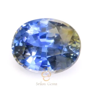 Natural 0.85 carat oval Ceylon bi color sapphire with mixed brilliant cut and soft bi color tones from Sri Lanka