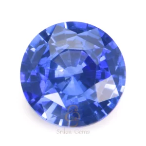 1.03 Ct Intense Blue Ceylon Sapphire – Round Mixed Brilliant Cut 1.03 carat round Ceylon blue sapphire from Sri Lanka featuring intense blue color, mixed brilliant cut, eye clean clarity, and excellent polish.