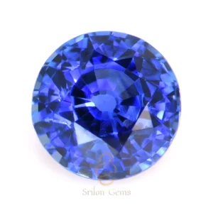 1.21 Carat Vivid Blue Round Sapphire – Sri Lanka Natural Sri Lankan vivid blue sapphire gemstone, 1.21 carat round mixed brilliant cut with very slightly included clarity and heat enhancement.